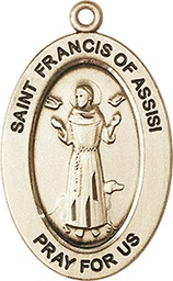 [11036KT] 14kt Gold Saint Francis of Assisi Medal