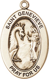 [11041KT] 14kt Gold Saint Genevieve Medal