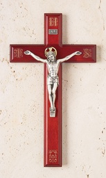 [1752H] 11in. Rosewood Crucifix with Laser-engraved Pattern
