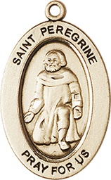 [11088KT] 14kt Gold Saint Peregrine Medal