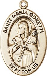 [11208KT] 14kt Gold Saint Maria Goretti Medal