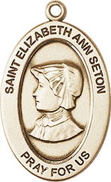 [11224KT] 14kt Gold Saint Elizabeth Ann Seton Medal