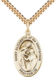 [11311GF/24G] 14kt Gold Filled Saint Elizabeth of the Visitation Pendant on a 24 inch Gold Plate Heavy Curb chain