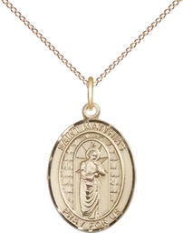 [8331GF/18GF] 14kt Gold Filled Saint Matthias the Apostle Pendant on a 18 inch Gold Filled Light Curb chain