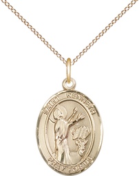 [8332GF/18GF] 14kt Gold Filled Saint Kenneth Pendant on a 18 inch Gold Filled Light Curb chain