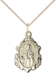 [0822DYGF/18GF] 14kt Gold Filled Saint Dymphna Pendant on a 18 inch Gold Filled Light Curb chain