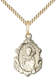 [0822FCGF/18GF] 14kt Gold Filled Saint Francis Pendant on a 18 inch Gold Filled Light Curb chain