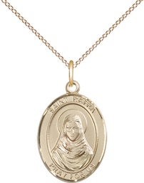 [8338GF/18GF] 14kt Gold Filled Saint Rafka Pendant on a 18 inch Gold Filled Light Curb chain