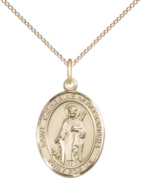 [8343GF/18GF] 14kt Gold Filled Saint Catherine of Alexandria Pendant on a 18 inch Gold Filled Light Curb chain