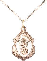 [0822RGF/18GF] 14kt Gold Filled Saint Michael the Archangel Pendant on a 18 inch Gold Filled Light Curb chain