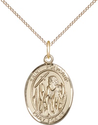 [8363GF/18GF] 14kt Gold Filled Saint Polycarp of Smyrna Pendant on a 18 inch Gold Filled Light Curb chain