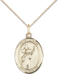 [8381GF/18GF] 14kt Gold Filled Saint Aidan of Lindesfarne Pendant on a 18 inch Gold Filled Light Curb chain