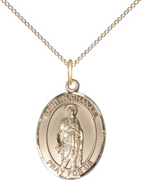 [8398GF/18GF] 14kt Gold Filled Saint Nathanael Pendant on a 18 inch Gold Filled Light Curb chain