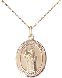 [8399GF/18GF] 14kt Gold Filled Saint Columbkille Pendant on a 18 inch Gold Filled Light Curb chain