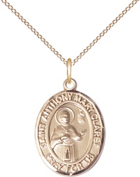 [8416GF/18GF] 14kt Gold Filled Saint Anthony Mary Claret Pendant on a 18 inch Gold Filled Light Curb chain