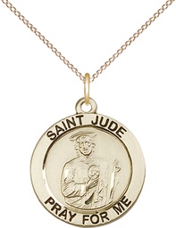[4054GF/18GF] 14kt Gold Filled Saint Jude Pendant on a 18 inch Gold Filled Light Curb chain