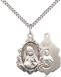 [0822FSS/18S] Sterling Silver Our Lady of Guadalupe Pendant on a 18 inch Light Rhodium Light Curb chain