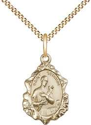 [0822GGF/18G] 14kt Gold Filled Saint Gerard Pendant on a 18 inch Gold Plate Light Curb chain