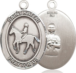 [7182SS] Sterling Silver Saint Kateri Equestrian Medal