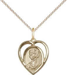 [4127GF/18GF] 14kt Gold Filled Saint Christopher Pendant on a 18 inch Gold Filled Light Curb chain