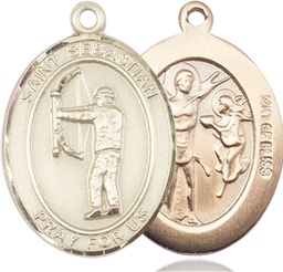 [7189GF] 14kt Gold Filled Saint Sebastian Archery Medal