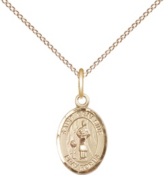 [9038GF/18GF] 14kt Gold Filled Saint Genesius of Rome Pendant on a 18 inch Gold Filled Light Curb chain