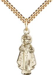 [0824GF/24G] 14kt Gold Filled Infant of Prague Pendant on a 24 inch Gold Plate Heavy Curb chain
