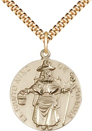 [4268GF/24G] 14kt Gold Filled Saint NiC_x0003_B1o de Atocha Pendant on a 24 inch Gold Plate Heavy Curb chain