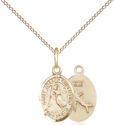[9057GF/18GF] 14kt Gold Filled Saint Joseph of Cupertino Pendant on a 18 inch Gold Filled Light Curb chain