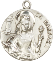 [0834SS] Sterling Silver Saint Barbara Medal