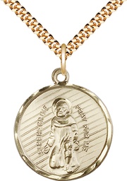 [5437GF/24G] 14kt Gold Filled Saint Perregrine Pendant on a 24 inch Gold Plate Heavy Curb chain