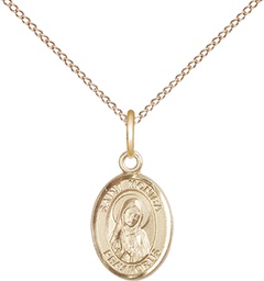 [9079GF/18GF] 14kt Gold Filled Saint Monica Pendant on a 18 inch Gold Filled Light Curb chain