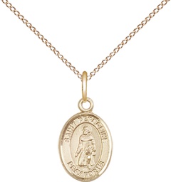 [9088GF/18GF] 14kt Gold Filled Saint Peregrine Laziosi Pendant on a 18 inch Gold Filled Light Curb chain