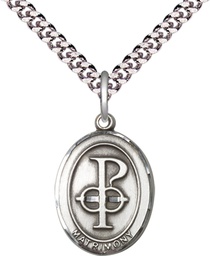 [0869SS/24S] Sterling Silver Matrimony Pendant on a 24 inch Light Rhodium Heavy Curb chain