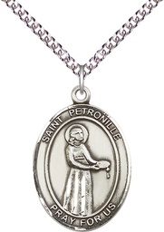 [7209SS/24SS] Sterling Silver Saint Petronille Pendant on a 24 inch Sterling Silver Heavy Curb chain