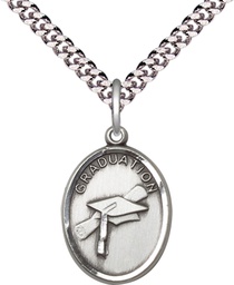 [0872SS/24S] Sterling Silver Graduation Pendant on a 24 inch Light Rhodium Heavy Curb chain