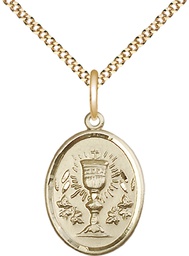 [0875GF/18G] 14kt Gold Filled Chalice Pendant on a 18 inch Gold Plate Light Curb chain
