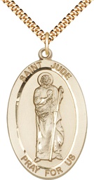 [5951GF/24G] 14kt Gold Filled Saint Jude Pendant on a 24 inch Gold Plate Heavy Curb chain