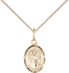 [9113GF/18GF] 14kt Gold Filled Saint Casimir of Poland Pendant on a 18 inch Gold Filled Light Curb chain