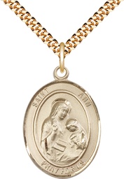 [7002GF/24G] 14kt Gold Filled Saint Ann Pendant on a 24 inch Gold Plate Heavy Curb chain