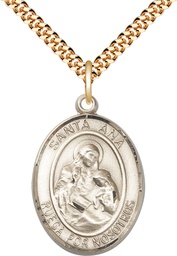 [7002SPGF/24G] 14kt Gold Filled Santa Ana Pendant on a 24 inch Gold Plate Heavy Curb chain