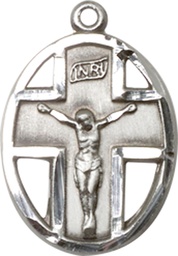 [0878SS] Sterling Silver Crucifix Medal