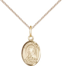 [9123GF/18GF] 14kt Gold Filled Saint Brigid of Ireland Pendant on a 18 inch Gold Filled Light Curb chain