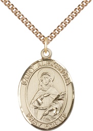 [7215GF/24GF] 14kt Gold Filled Saint Alexandra Pendant on a 24 inch Gold Filled Heavy Curb chain