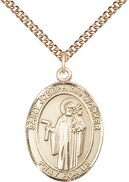 [7220GF/24GF] 14kt Gold Filled Saint Joseph the Worker Pendant on a 24 inch Gold Filled Heavy Curb chain