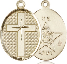 [0883GF2] 14kt Gold Filled Cross Army Medal