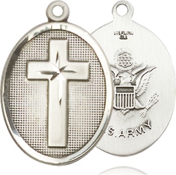 [0883SS2] Sterling Silver Cross Army Medal