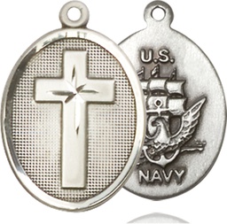 [0883SS6] Sterling Silver Cross Navy Medal