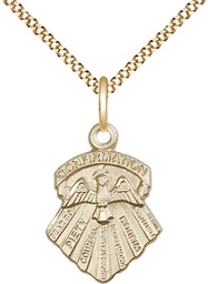 [0886GF/18G] 14kt Gold Filled Seven Gifts Pendant on a 18 inch Gold Plate Light Curb chain