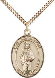 [7230GF/24GF] 14kt Gold Filled Our Lady of Hope Pendant on a 24 inch Gold Filled Heavy Curb chain